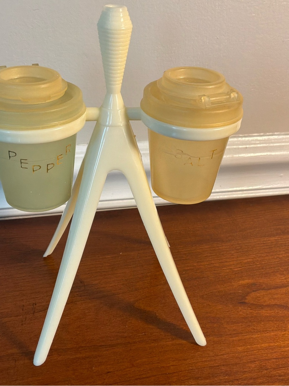 Vintage Tupperware Salt & Pepper Shakers with Stand